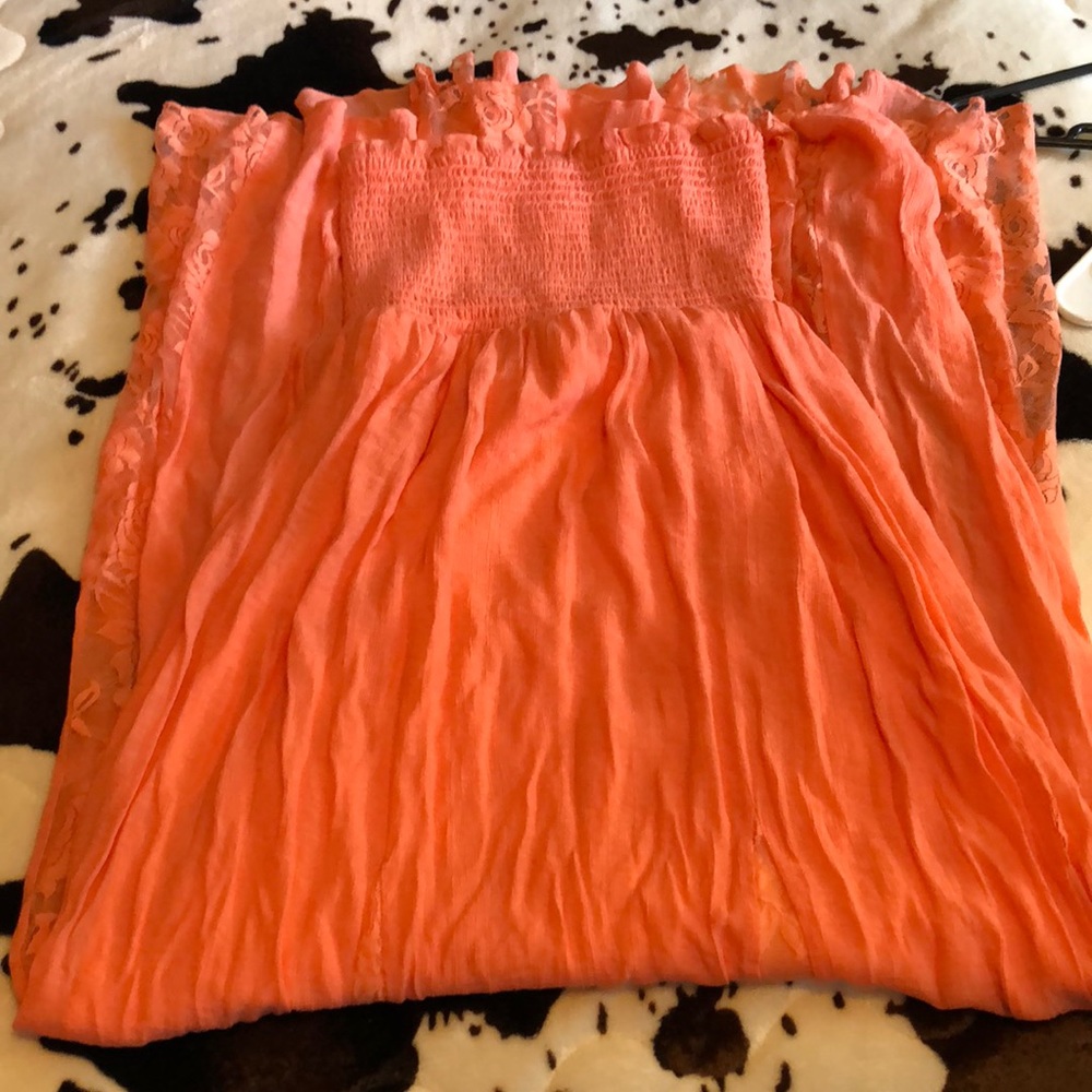 Long coral maxi dress